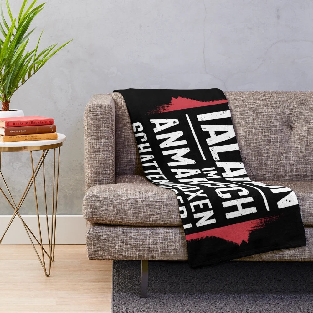 Plush blanket with a humorous and ironic design