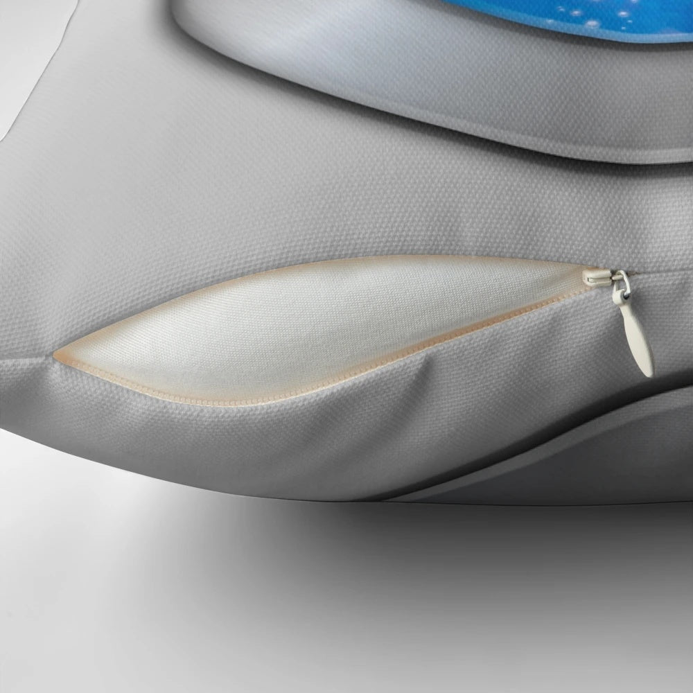 Washing machine-shaped pillow with a fun, whimsical design
