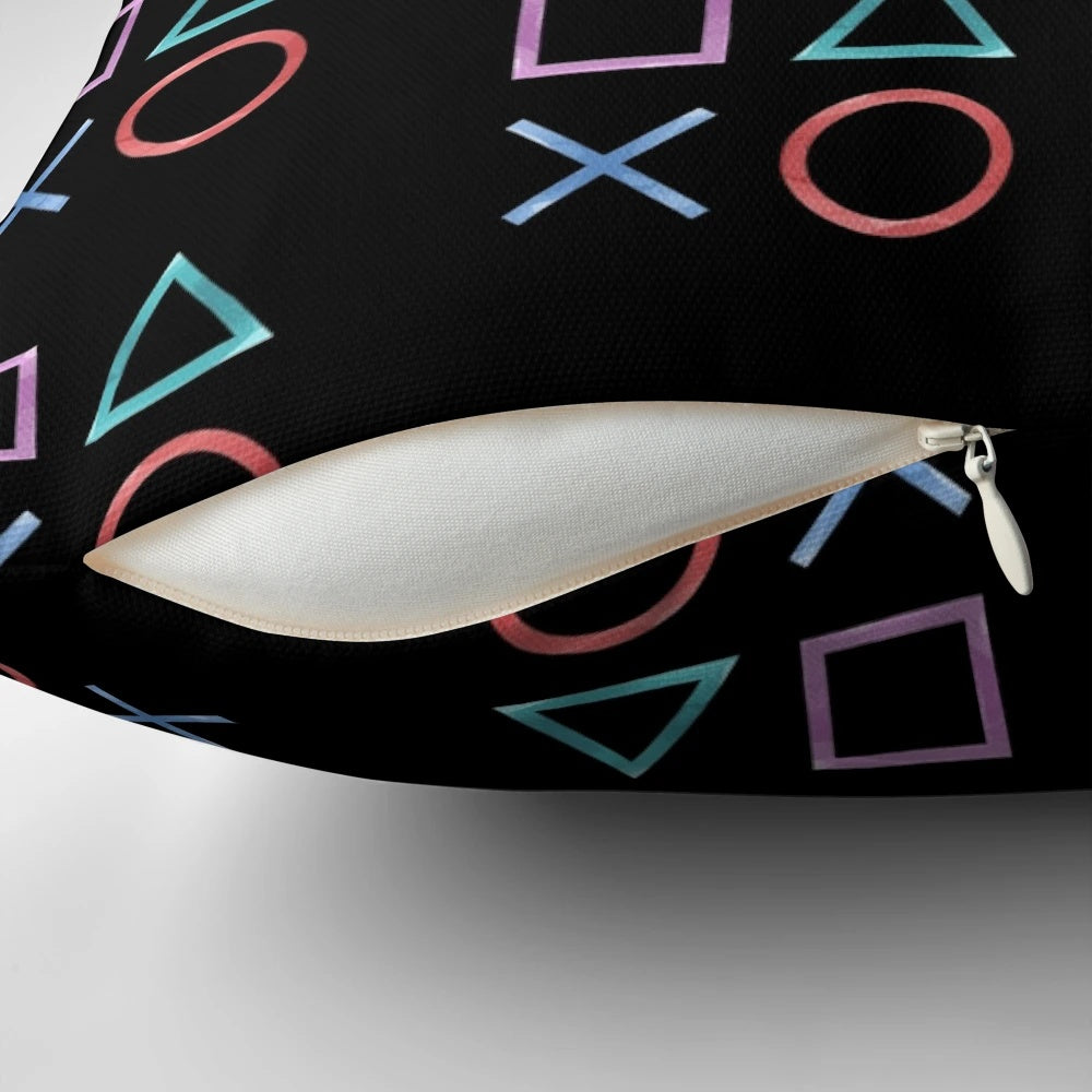 Playstation Symbols Gaming Pillow featuring iconic gaming iconography and anime-inspired design