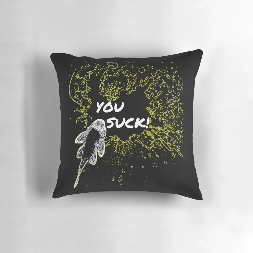 Pleco Sucker Fish Aquarium Pillow with Funny Cat Fish Design