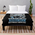 Plumbing plush blanket with sarcastic "precision guesswork" design