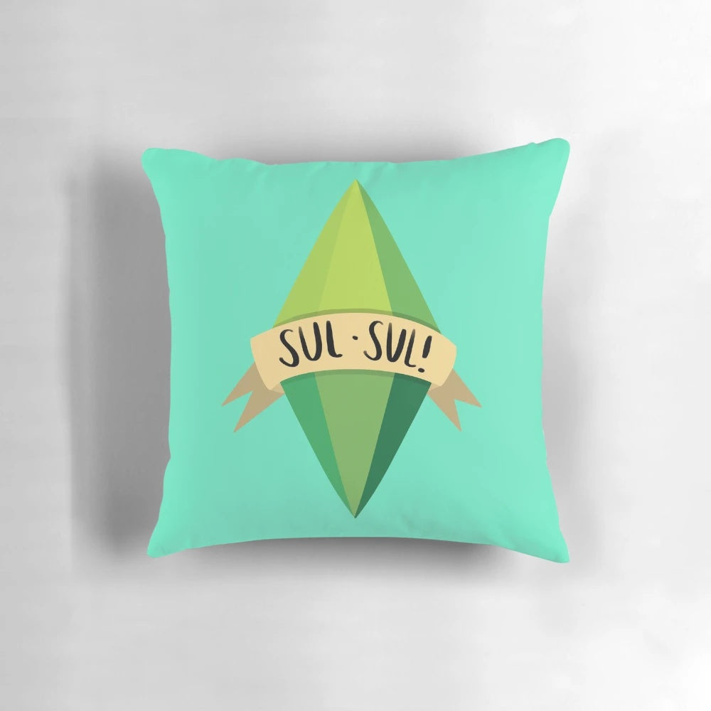 Plumbob-shaped pillow inspired by the popular Sims video game series