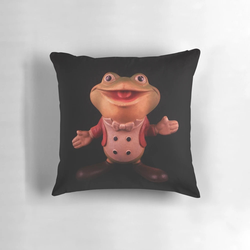 Plunk Your Magic Twanger Froggy! Humorous throw pillow with a comedic and nostalgic design