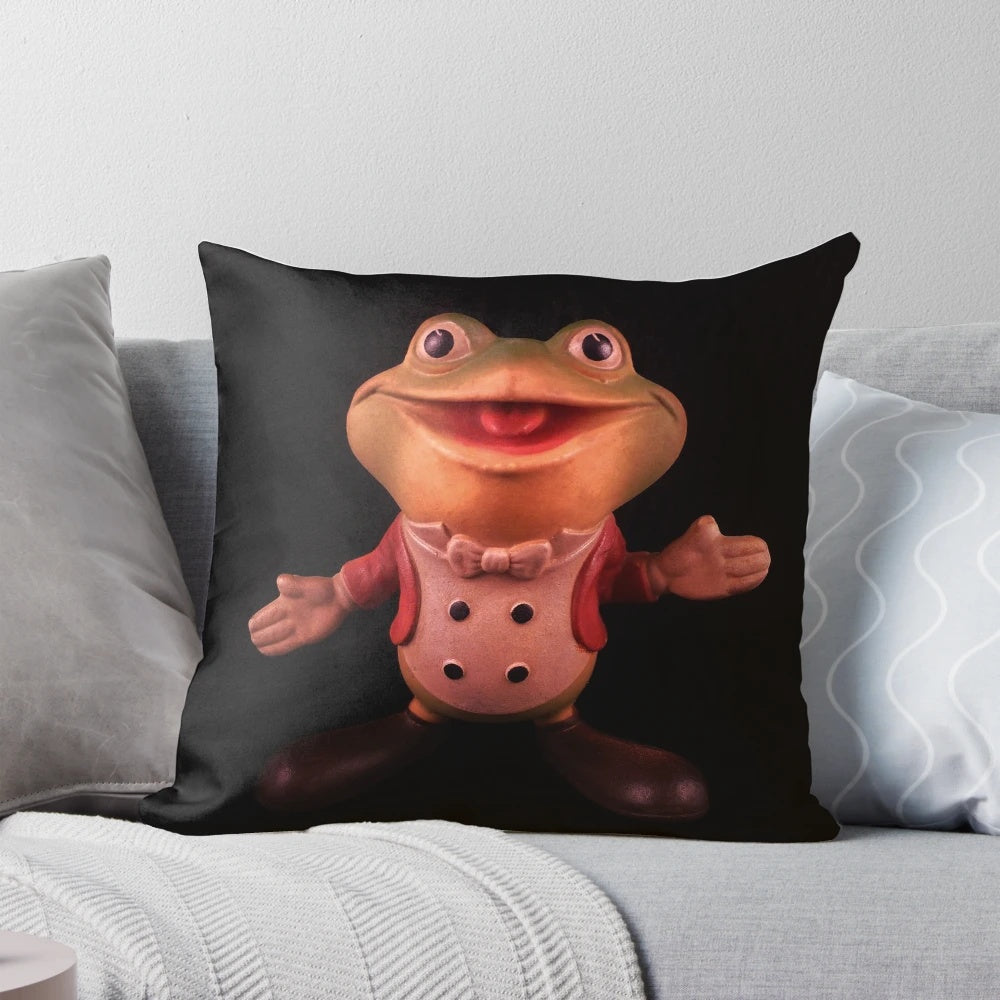 Plunk Your Magic Twanger Froggy! Humorous throw pillow with a comedic and nostalgic design