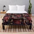 911 inspired red plush blanket with firefighter design