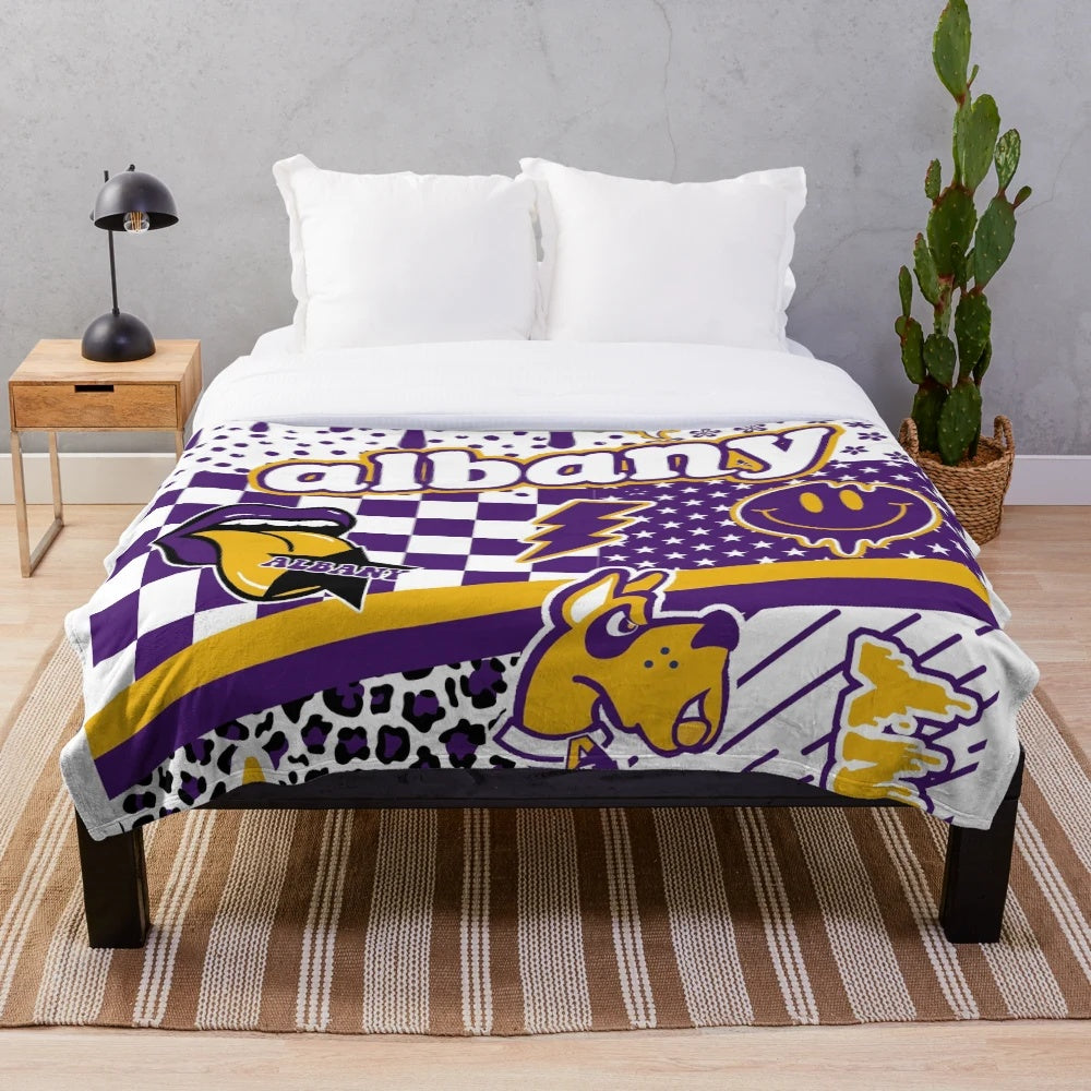 Soft and plush Albany-inspired blanket with butterfly, floral, and lightning bolt designs