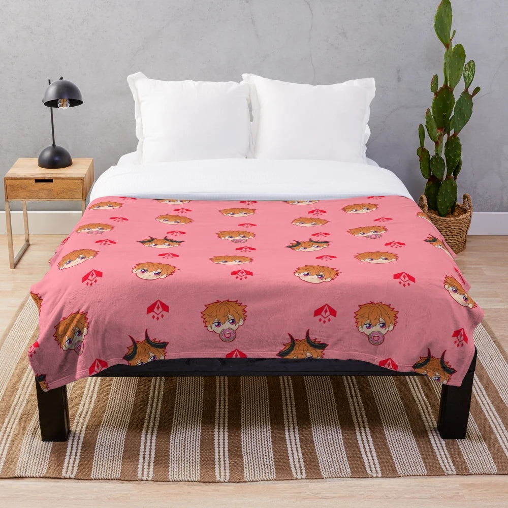 Obey Me Beel Pattern Plush Anime Blanket