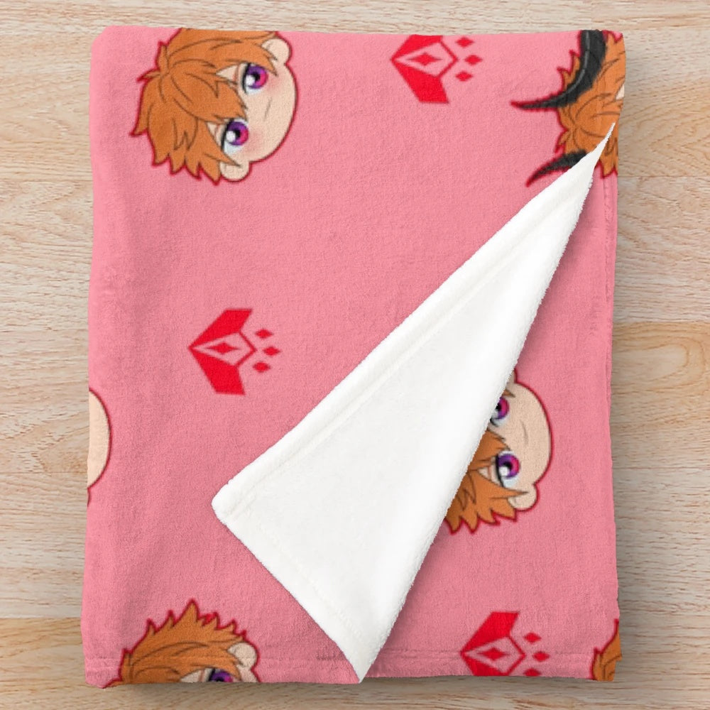 Obey Me Beel Pattern Plush Anime Blanket