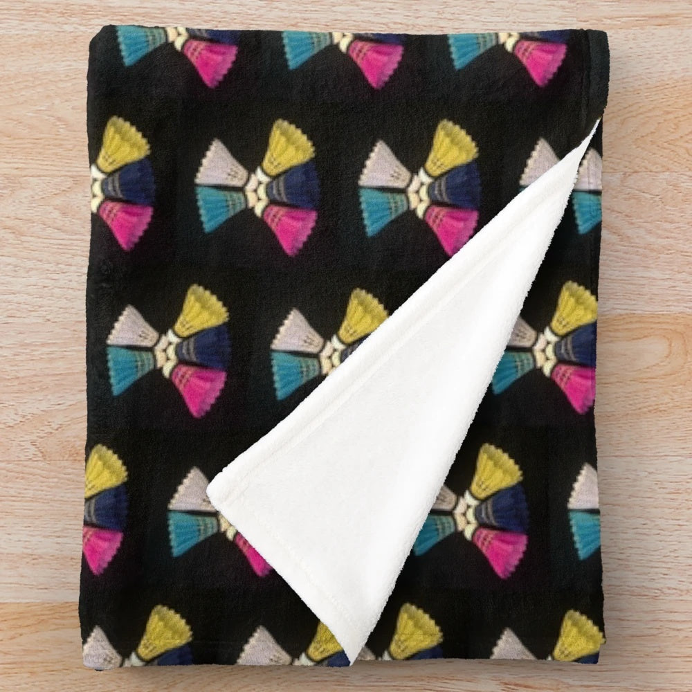 Plush badminton-themed blanket with shuttlecock pattern
