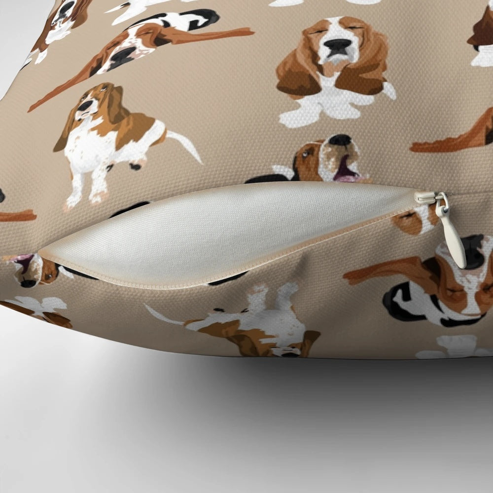 Soft, cuddly Basset Hound pillow with detailed breed features