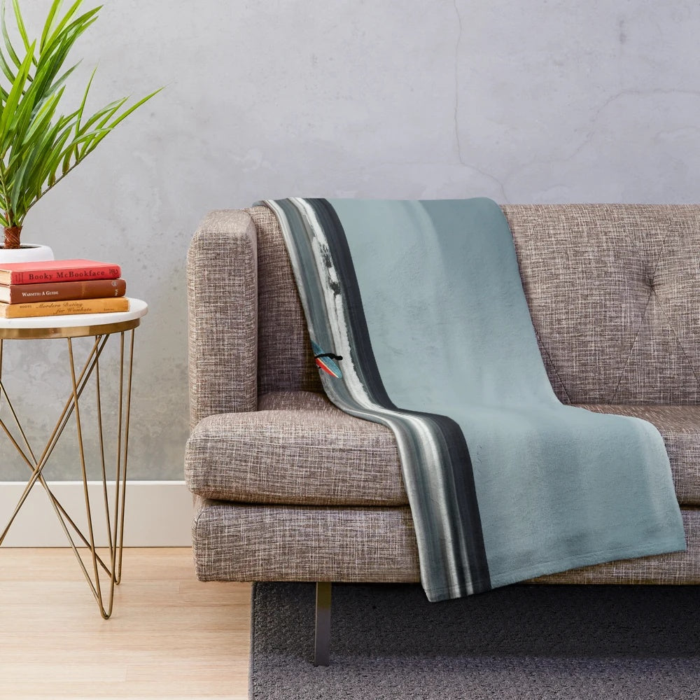 Plush blanket with abstract, motion blur surf art design