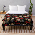 Black plush blanket featuring a Judge Judy print design
