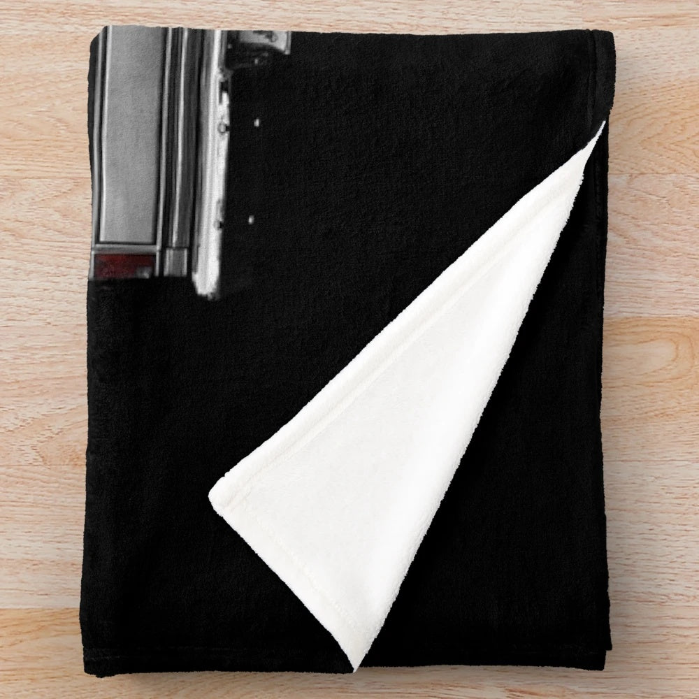 Plush black blanket featuring Chevy Silverado square body pickup truck