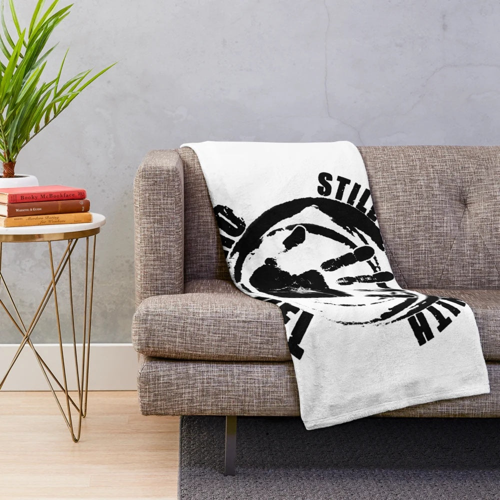 Plush occupations-themed blanket with oil and fuel worker design