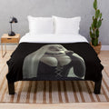 Plush blanket with dark anime-inspired nun girl design