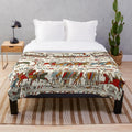 Plush blanket featuring medieval battle scenes from the Bayeux Tapestry