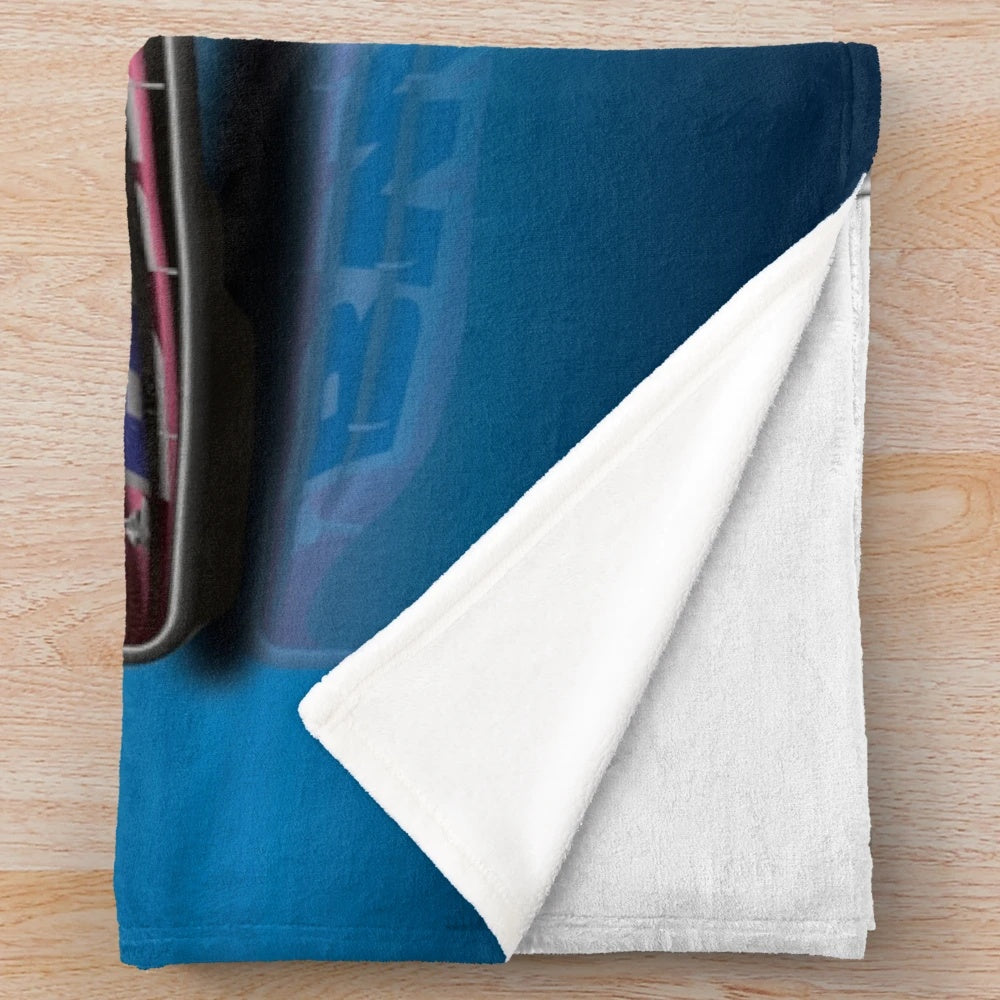 Plush blanket with 2023 Alpine Formula 1 racing car and driver Pierre Gasly