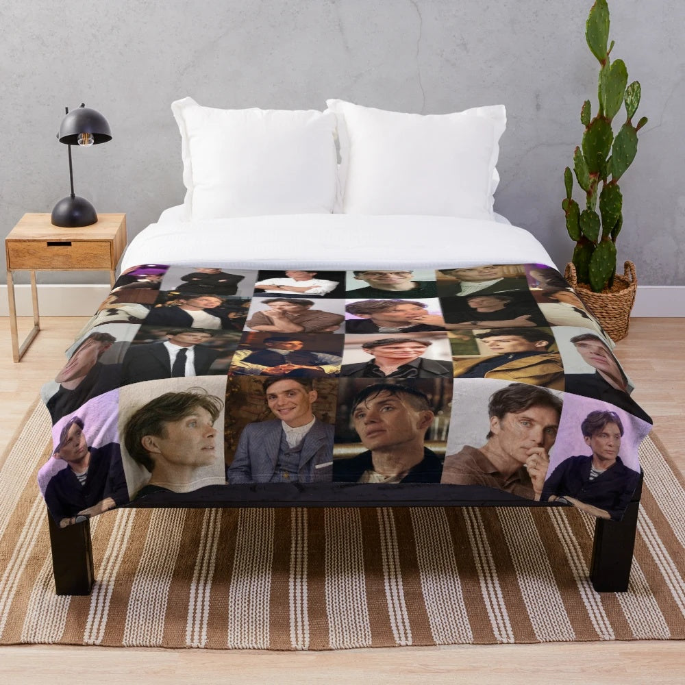 Soft, cozy plush blanket with Cillian Murphy's image