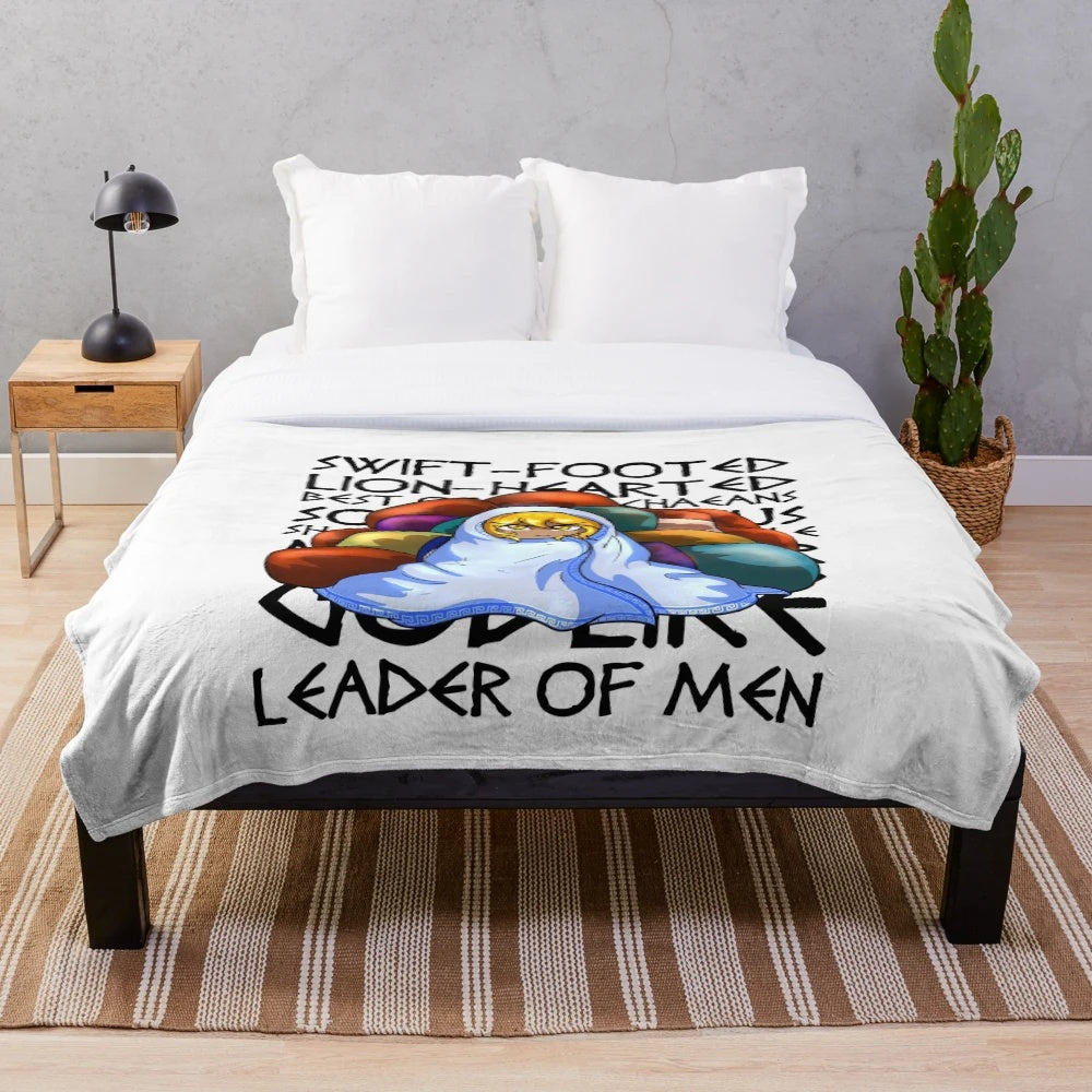 Plush blanket with the legendary epithets of Achilles from ancient Greek mythology