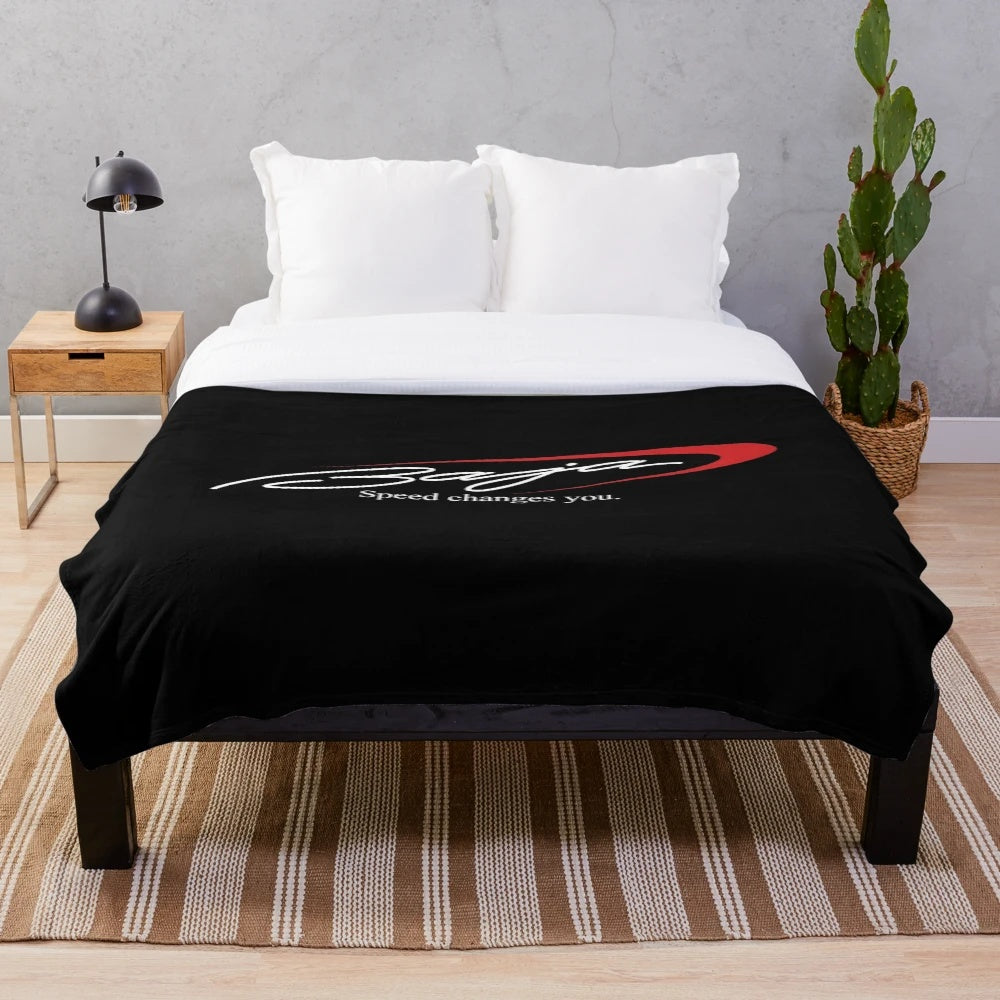 Plush blanket with Baja Boats logo design
