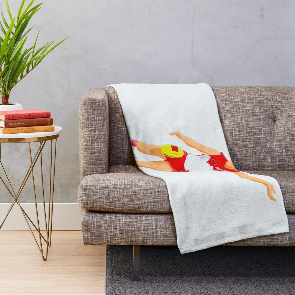 Plush blanket with image of Chad Warner and the Sydney Swans Australian football team