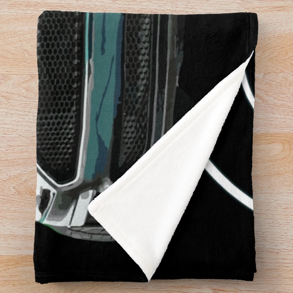 Soft plush blanket with Ford Mustang GT and Bullitt movie car design