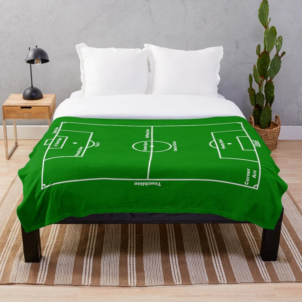 Football/Soccer Pitch Layout Plush Blanket