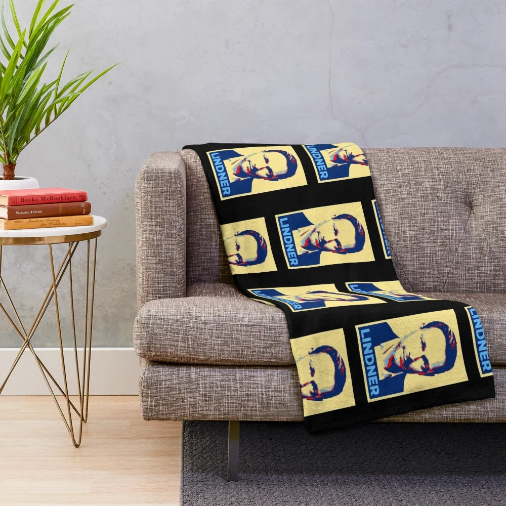 Plush blanket featuring image of German Finance Minister Christian Lindner