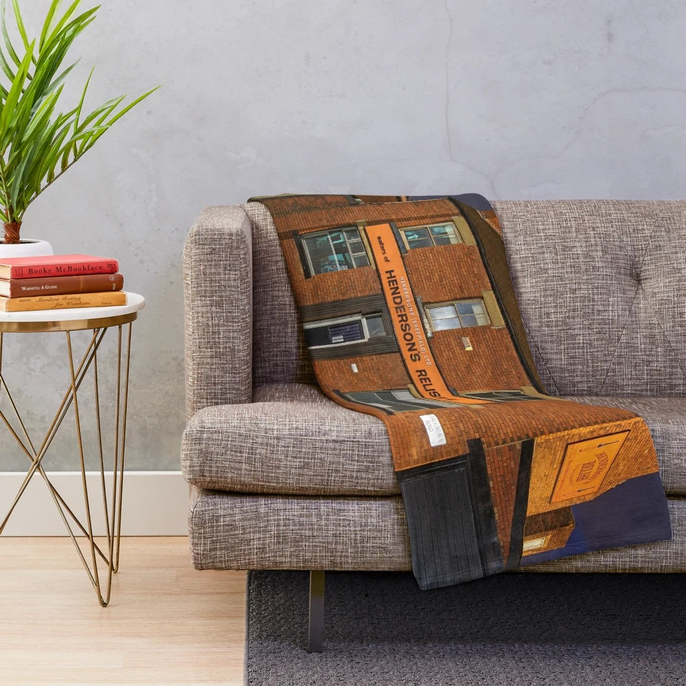 Plush blanket showcasing the historic Henderson's Relish building in Sheffield, Yorkshire