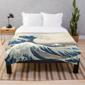 Plush blanket with Hokusai's "Great Wave off Kanagawa" artwork