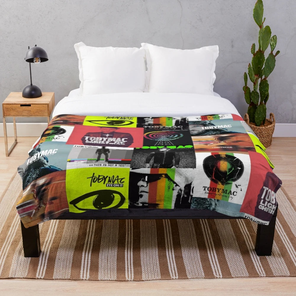 Plush blanket with tobymac album art design