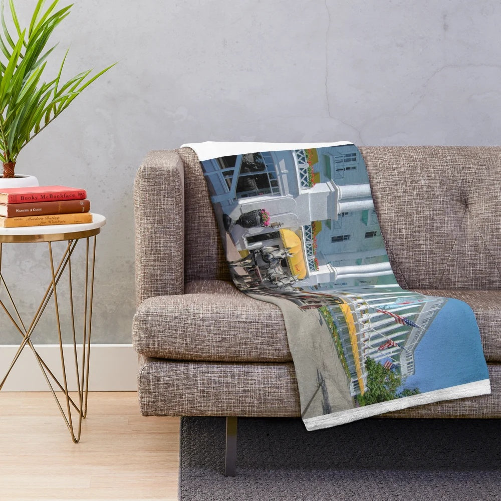 Plush blanket featuring image of carriage at the historic Grand Hotel, Mackinac Island, Michigan