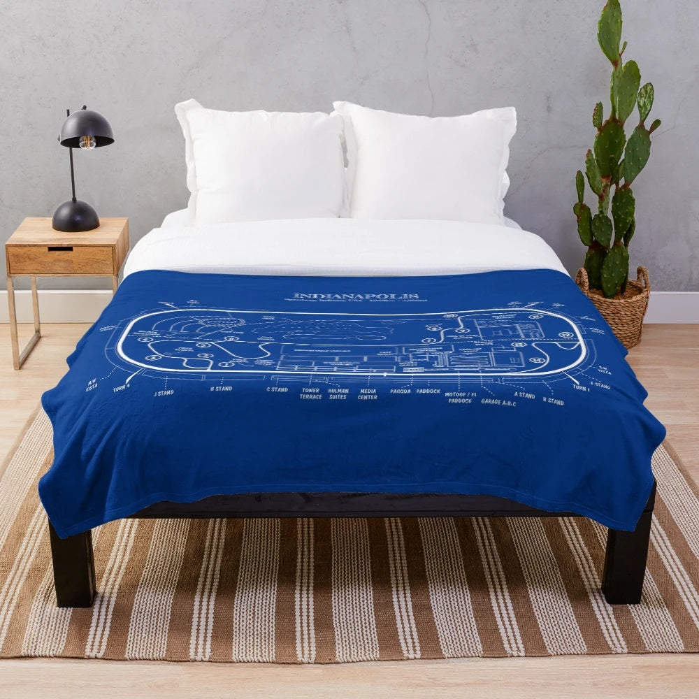 Plush blanket with Indianapolis Motor Speedway (White Stencil-No Background) design