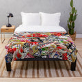 Plush blanket with Las Vegas icons and gambling motifs