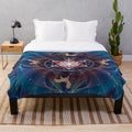 Plush blanket with Metatron's Cube and Merkaba sacred geometry design