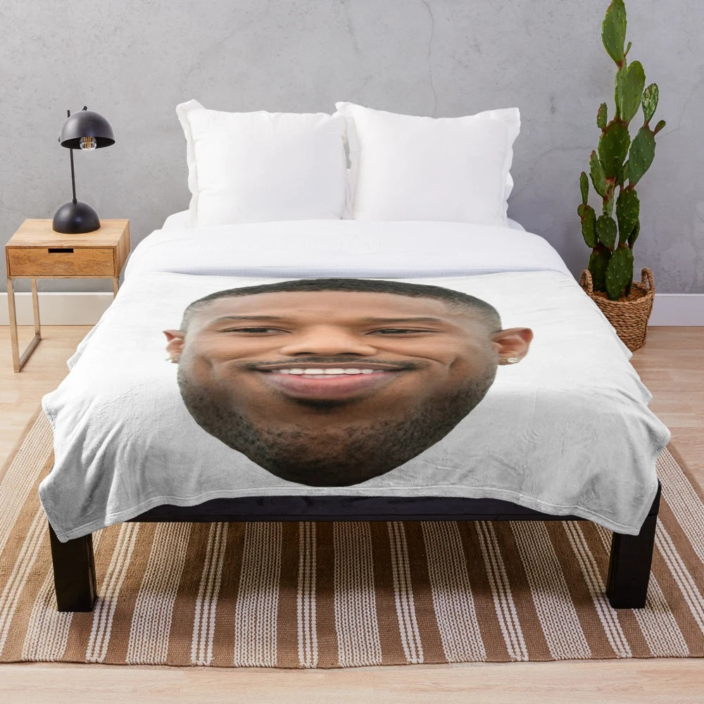 Plush blanket with Michael B. Jordan inspired design