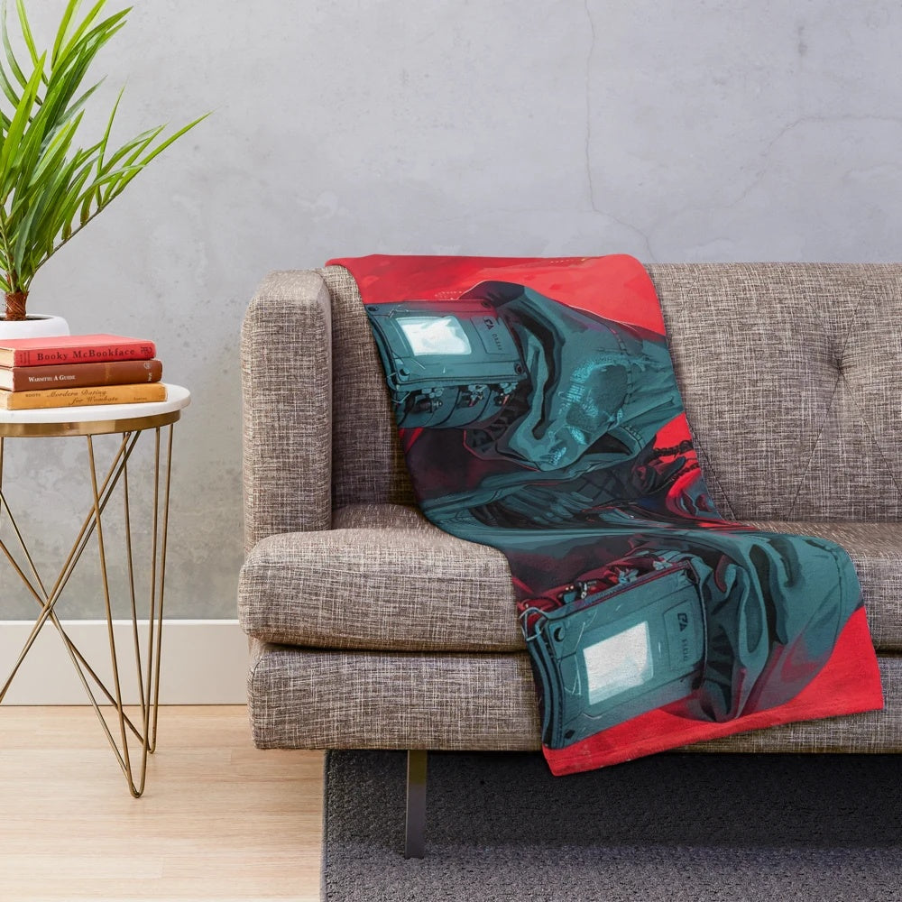 Plush blanket with vibrant moorish-inspired graphic design