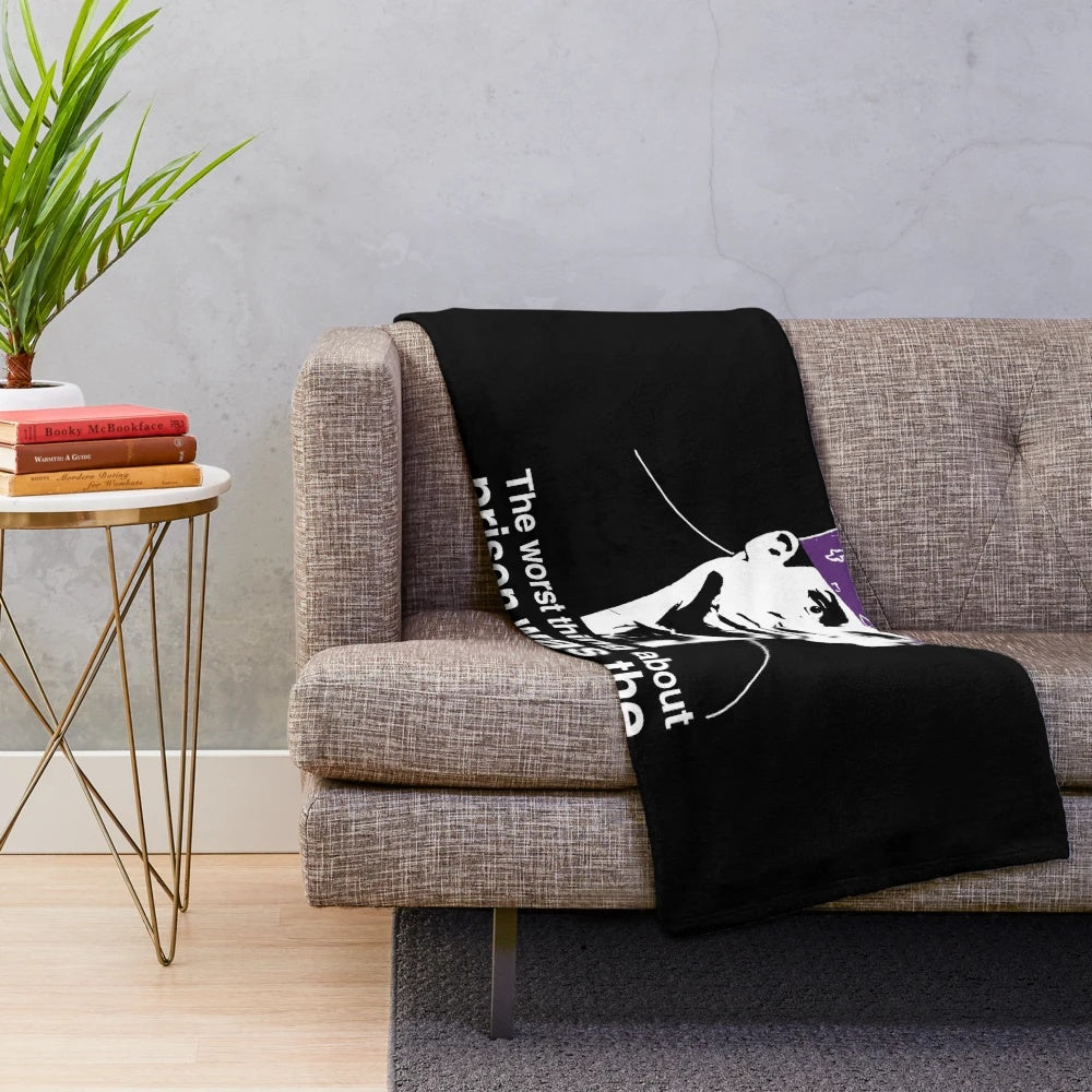 Plush blanket with "Prison Mike" character from the TV show The Office