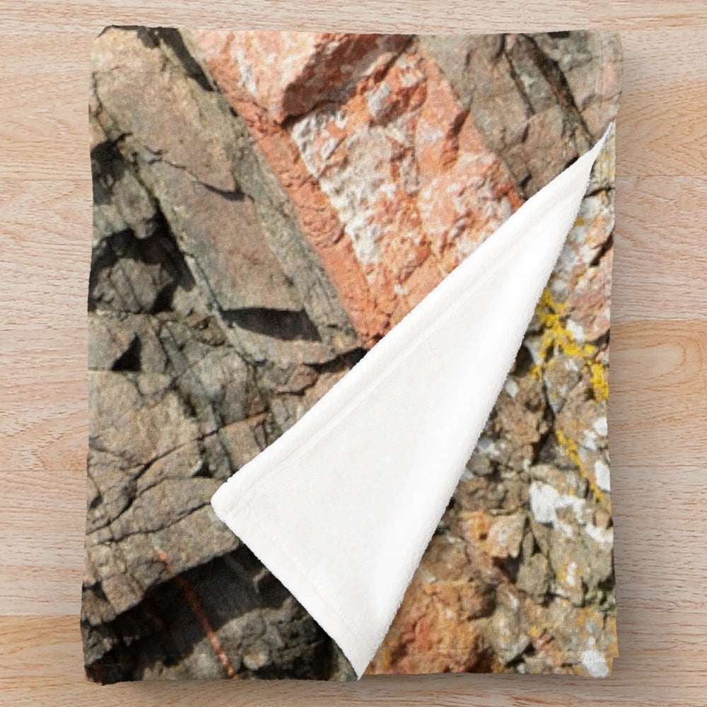 Plush blanket with print of geological formation of tilted banded rocks from the Rosemarkie Metamorphic Complex in the Scottish Highlands