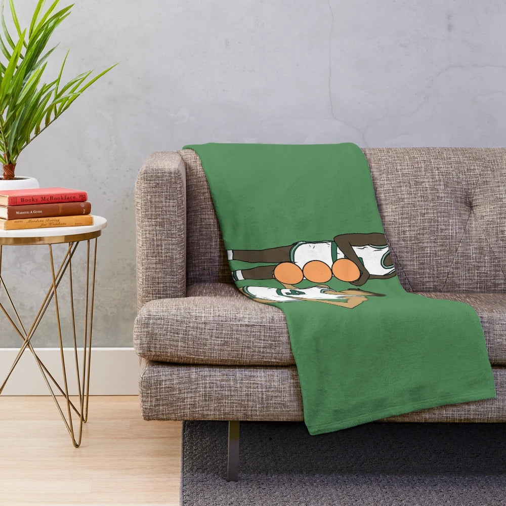 Plush blanket with images of Tacko Fall and Carsen Edwards, two iconic NBA players