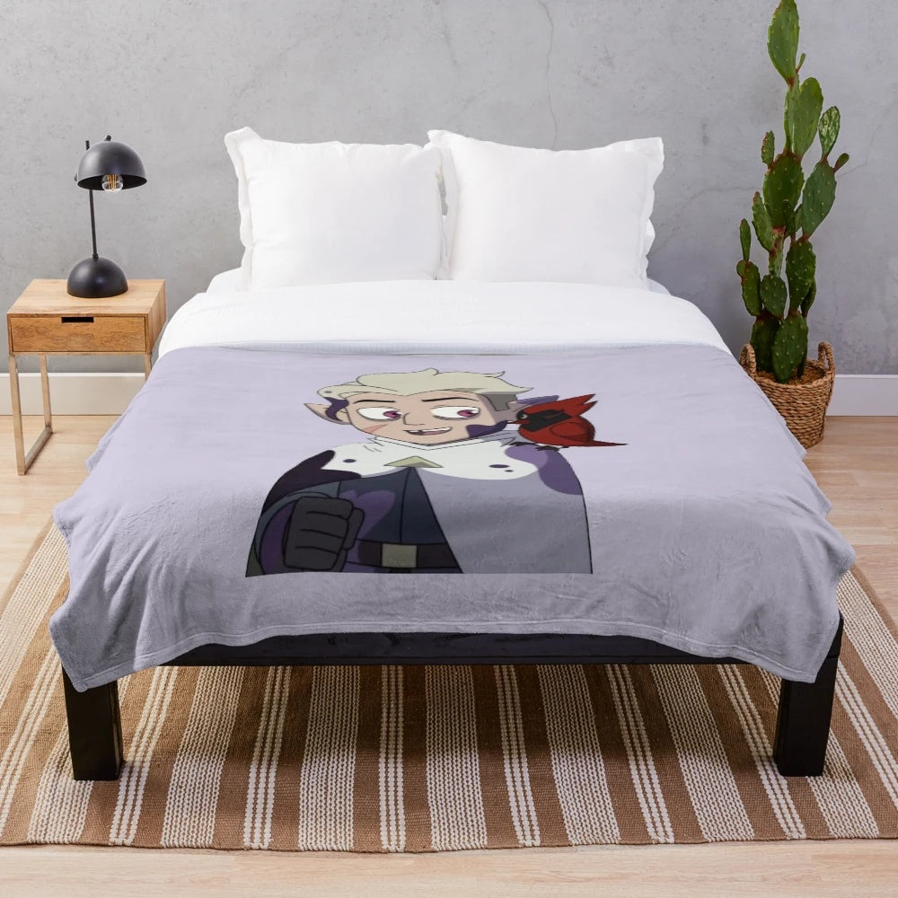 Plush blanket depicting The Golden Guard and his palisman from the popular Disney+ series The Owl House