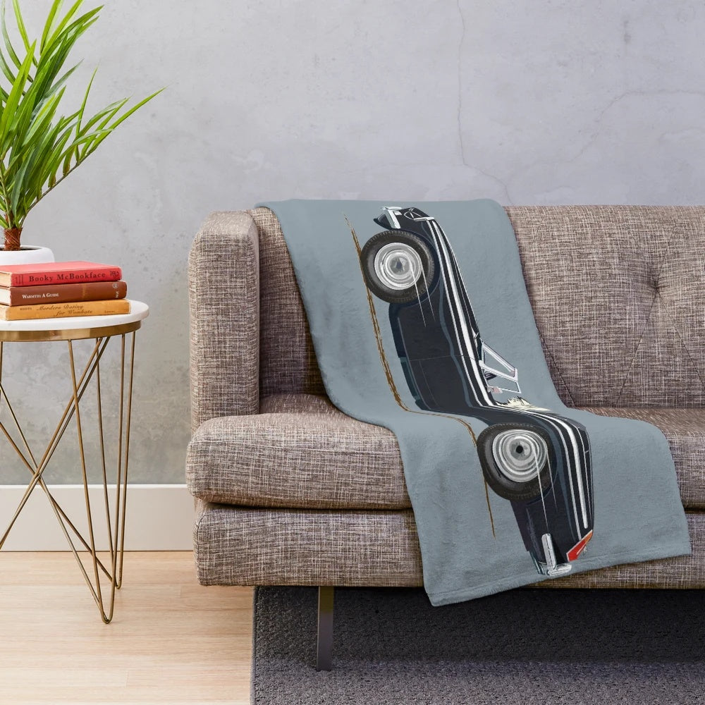Plush blanket featuring the iconic MGB sports car
