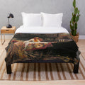 Plush blanket with artwork of The Lady of Shallot by the famous painter John William Waterhouse