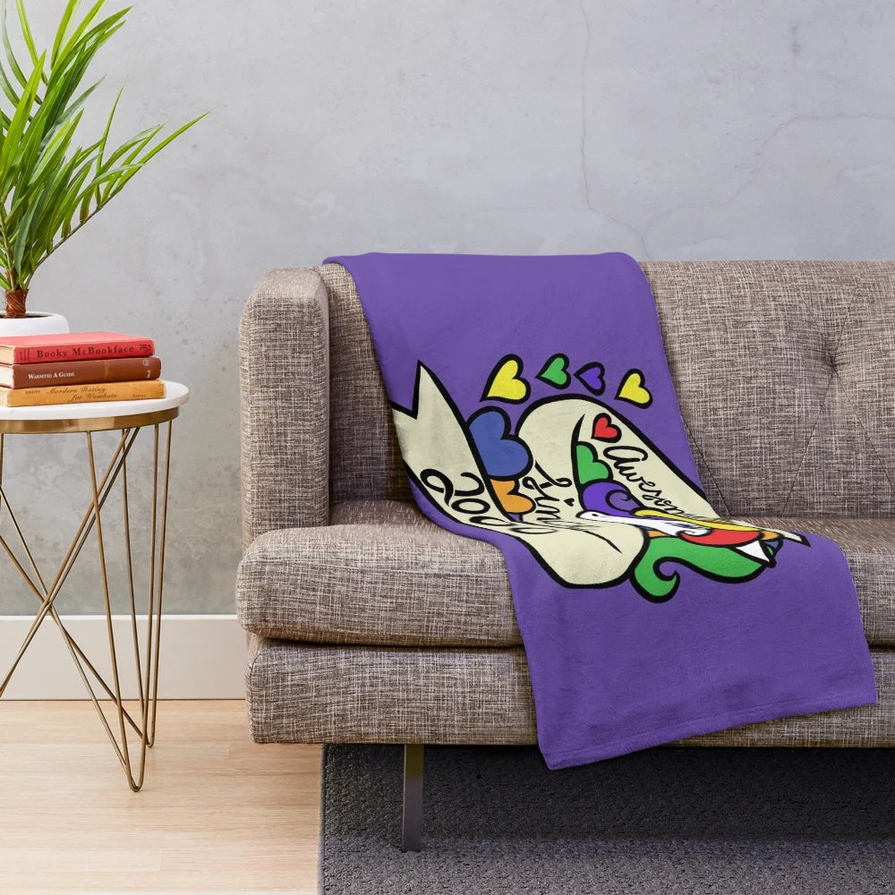 Soft and cozy plush blanket with an awesome unicorn and other legendary animal design for 2000 birthdays