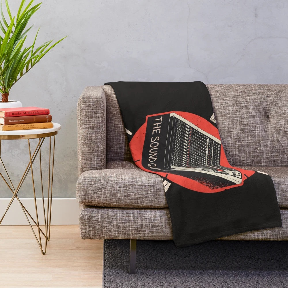 Plush blanket featuring a funny sound guy design for audio music production enthusiasts
