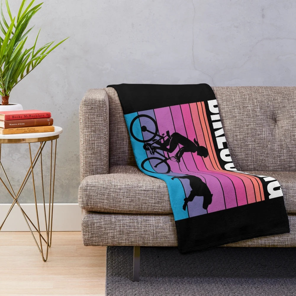 Plush blanket with bikejoring silhouette design