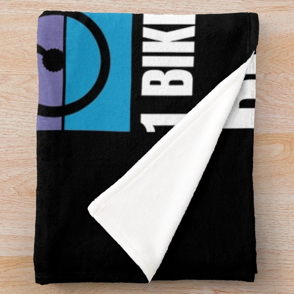 Plush blanket with bikejoring silhouette design