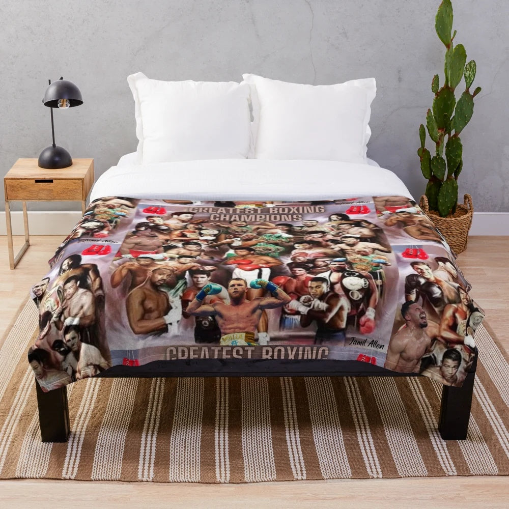 Plush blanket featuring the greatest boxing champions