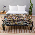 Plush blanket featuring Catholic saints and religious imagery