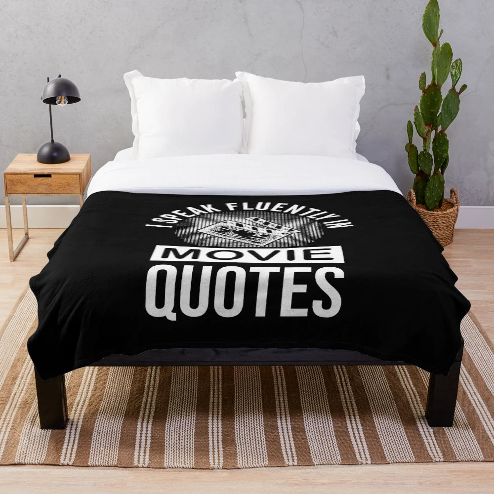 Plush blanket with movie quotes for cinema lovers